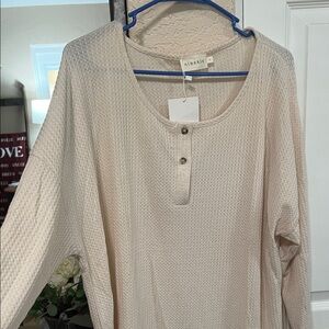 NEW NINEXIS XL  Cream Textured Long Sleeve Top